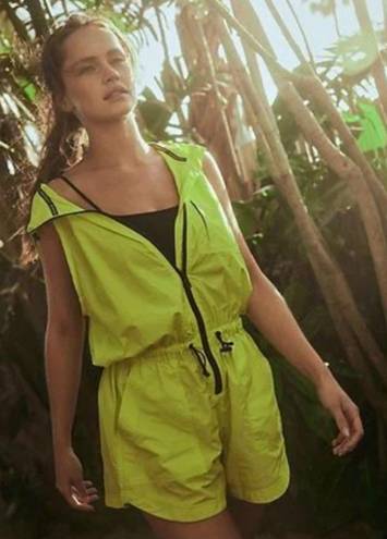 Free People Movement New  Hike And Race Runsie Romper Highlighter Yellow Size XS