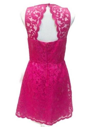 Laundry by Shelli Segal Laundry Shelli Segal Lace Cutout Dress Pink Scalloped Hem Fuschia Back Cutout 8