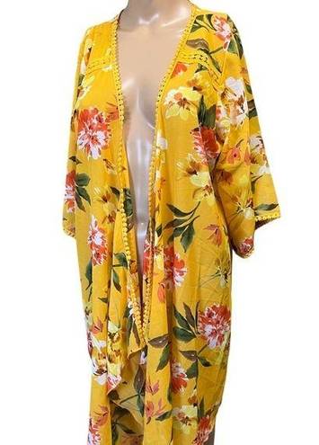 Emory park Emory‎ park yellow flower print swimming cover up size M