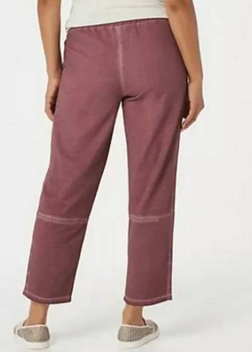 LOGO By Lori Goldstein Pink Distressed Terry Pants Sweats