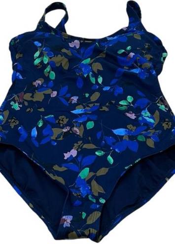 All In Motion  Blue One Piece Floral Bathing Suit Womens Size Medium NWT