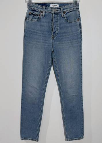 RE/DONE ReDone Originals 90s High Rise Ankle Crop in Hazey Indigo Button Fly Size 24