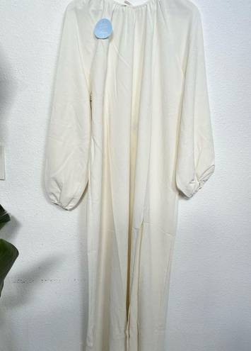 Hill House  The Simone Dress White Polyester Open Back Long Sleeve Slit Dress
