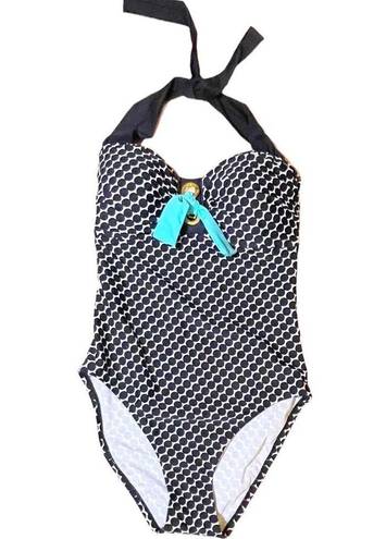 Bleu Rod Beattie NWT  Connect The Dots Black & White Polka Dot Swimsuit Size 6