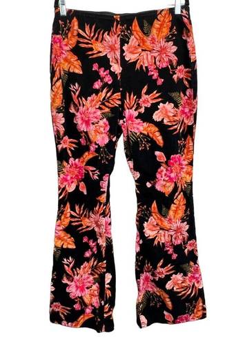 No Bo  Corduroy Floral Pants Size XL No Boundaries High Rise Flare Leg Cropped