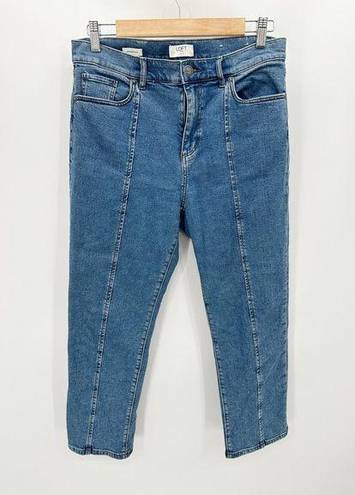 The Loft  Outlet Jeans Women 8 PETITE Blue Medium Wash Denim Straight Leg Seam Detail