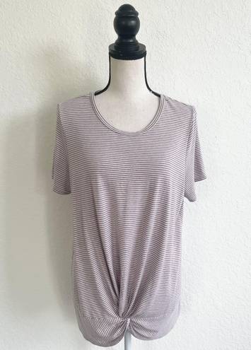 Rachel Zoe Women’s Purple Striped Short Sleeve Knot Twist Front Tee in a Size XL