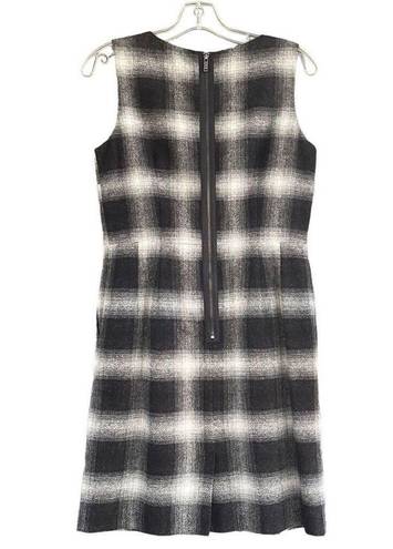 Ann Taylor Black White Plaid Wool Blend Shift Dress Size Medium