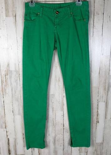 Guess  Skinny Ankle Zipper Jeans Green Bling Pants