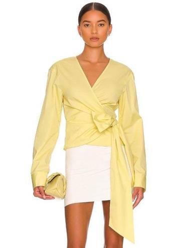 L'Academie L'Academia Ester Wrap Top in Cornsilk Large New Womens Blouse