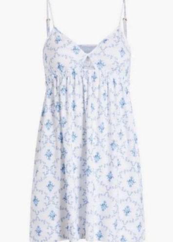 Hill House  Home The Aurora Organic Cotton Sleep Dress in Blue Trellis Large NWT