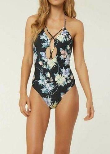 O'Neill  Dahlia Swimsuit One Piece Floral Tropical Halter Open Back NWT Small