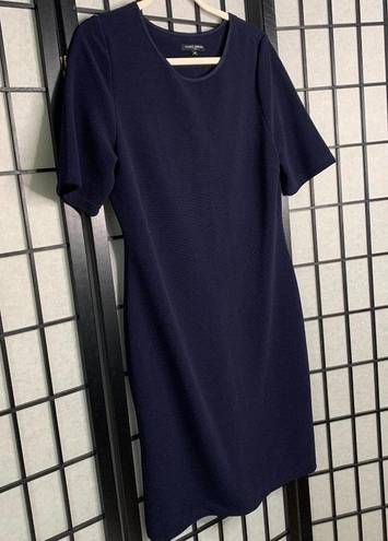 Mario Serrani  Shift Knee Length Short Sleeve Casula Dress Navy Dark Blue Medium