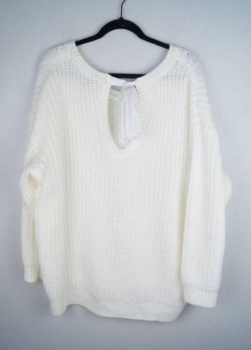 Torrid  Cable Sweater Tie Back Neckline Ivory Pullover Knit Long Sleeve Size 3