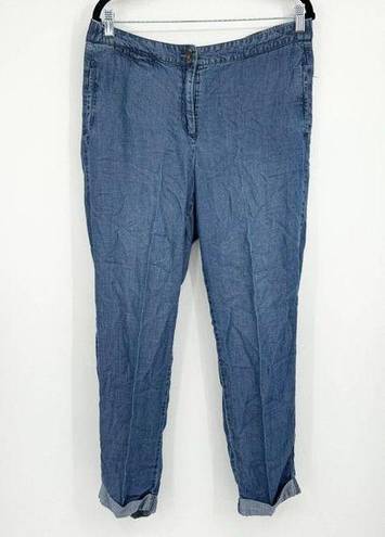 J.Jill  Denim Tencel Linen Cuffed Ankle Straight Leg Jean Pants Size 12