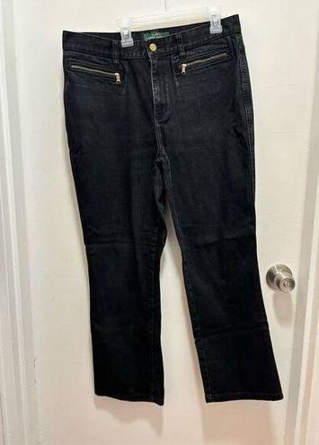 Krass&co Lauren Jeans . Ralph Lauren Women's Black Jeans Size 12 Gold Zip Pockets