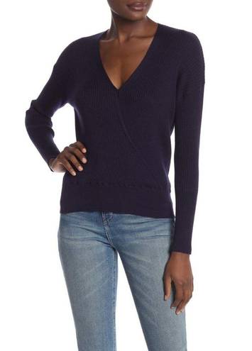 Elodie  | Ribbed Faux Wrap V-Neck Sweater Sz S