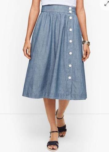 Talbots  blue denim button front midi skirt size 8 (32)