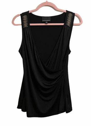 Cynthia Rowley  Beaded Strap Black Top