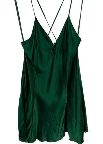 Victoria's Secret Vintage  Gold Label Green Silk Slip Mini Dress Size Medium