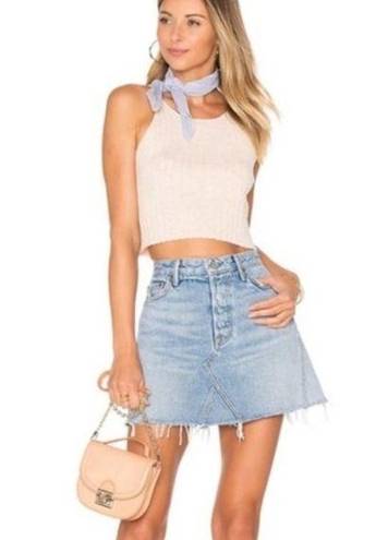 GRLFRND  The Eva Denim Skirt in Car Wash Blue Cut Off Revolve Size 27