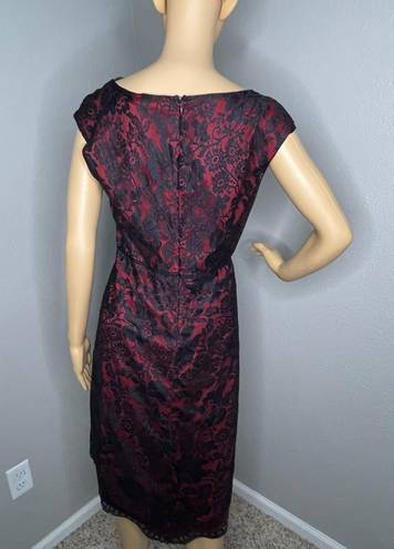 Chelsea & Violet Black Lace Over Red Short Sleeve High Low Dress Size Small