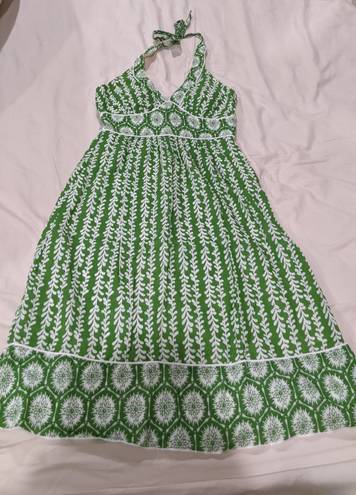 Trixxi Green and White Halter Dress