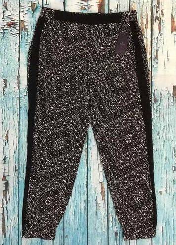 NYDJ ‎ Not Your Daughter's Jeans Black White Easyfit Track Style Pants M NWT