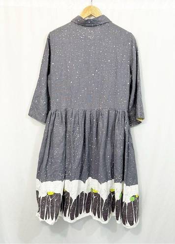 Krass&co BRYONY . Half Button Down Collared Pleated Story Book Linen Dress