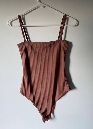 Missguided brown ribbed tank bodysuit