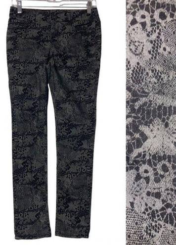 DKNY  Black Lace Print Jeggings Stretch Skinny Jeans 2 P Petite