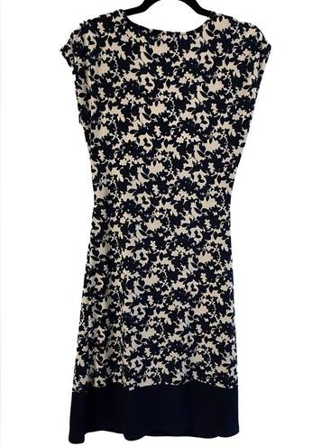 Krass&co NY& Stretch Floral Dress Navy Blue/White Size Small