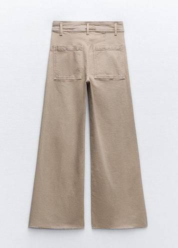 ZARA Marine Straight High Rise Jeans in Sand/Brown