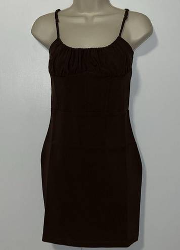 Tic Toc  Bodycon Ruched Corset Waist Mini Dress Brown Women’s M Medium