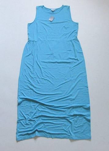 J.Jill NWT  Island Blue Shirred Waist Sleeveless Jersey Knit Maxi Dress M Tall