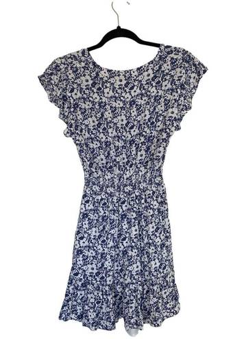 Rails  Tara Dress Navy White Texture Floral Size Small V Neck Spring Summer