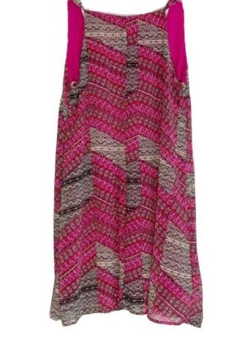 Sequin Hearts  Summer Dress Pink Black Mixed Print Sleeveless Casual Dress Small