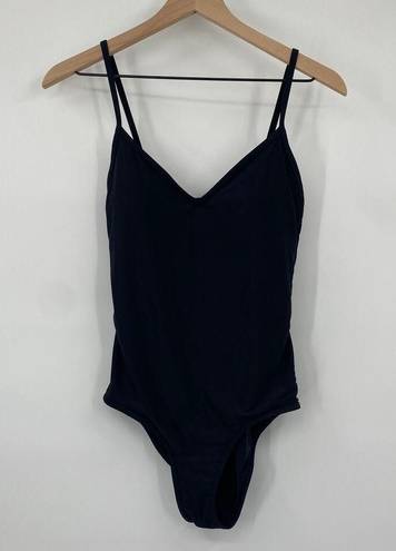 Zyia  Classic One Piece Swimsuit High Leg Cut Strappy V Neck Black Womens Small