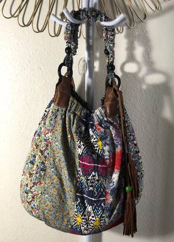 Chateau Boho hobo patchwork colorful multicolor print patterned sac bag with elastic stretchy opening shoulder tote bag purse