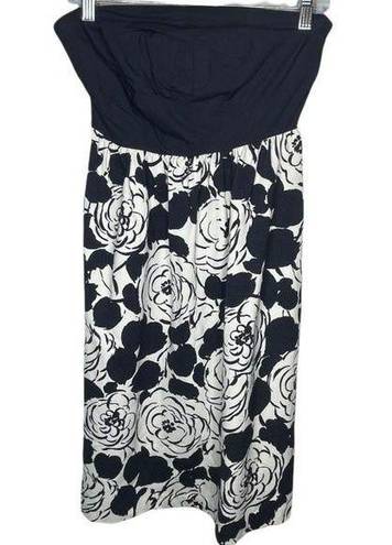 Deletta  Strapless Dress Black Floral