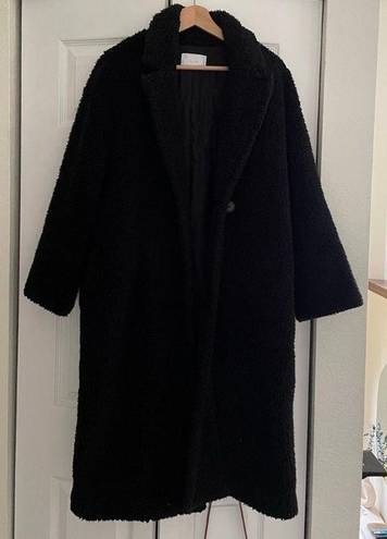 Oak + Fort Black Teddy Coat XS