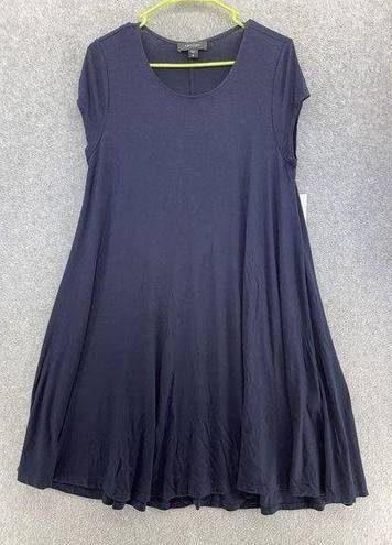 Karen Kane  Women's Shift Dress Solid Blue Scoop Neck Size Medium Relaxed USA