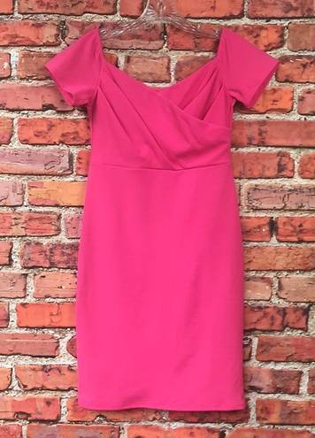 Blvd Hot Pink Off-The-Shoulder  Faux Wrap Mini Dress