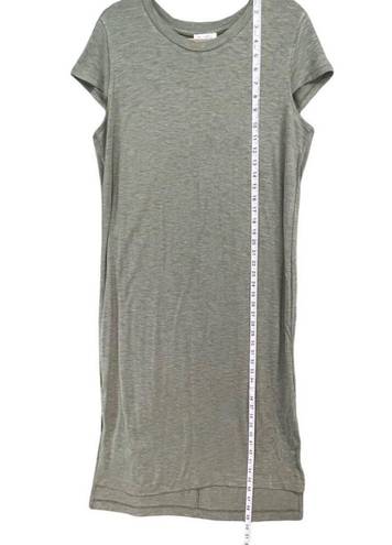 Jessica Simpson  T Shirt Dress Womens Sz XL Green Slub Brees Cap Sleeve Slit Midi