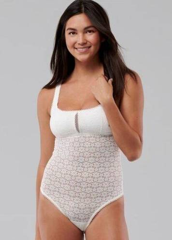 Gilly Hicks  White Lace Strappy Back Cheeky Bodysuit - Medium