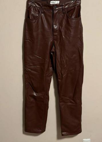 Abercrombie & Fitch  90s Straight Ultra High Rise Vegan Leather Pants Size 27 (4)