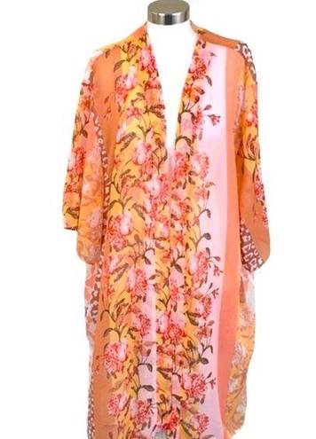 Moa Moa  NWT YELLOW ORANGE FLORAL LEOPARD DUSTER 3X