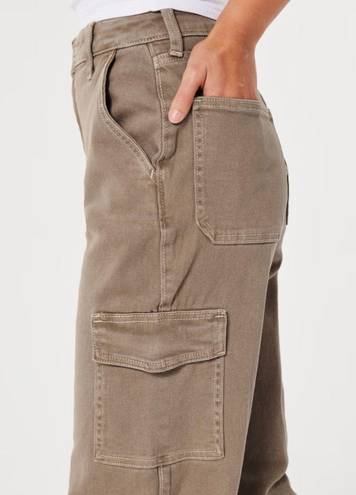 Ultra High Waist Dad Cargo Jeans Tan Size 28