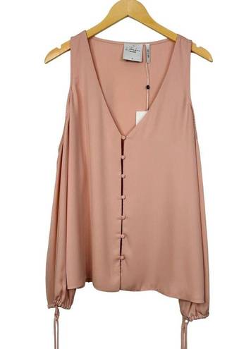 L'Academie  Cold Shoulder Long Sleeve V Neck Blush Top Size M NWT $139