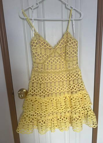 Lulus Floral Lace Yellow Dress